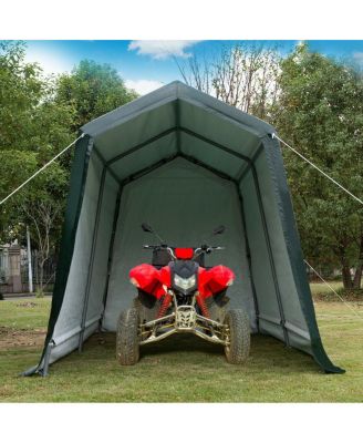 Outdoor Carport Shed with Sidewalls and Waterproof Ripstop Cover