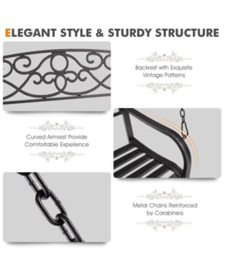 Outdoor 2-Person Metal Porch Swing Chair with Chains