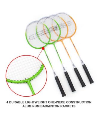Professional Badminton Set, Outdoor Sports Net Game Set with Badminton Net, 4 Badminton Rackets, 3 Shuttlecocks, Boundary Line. Great for Backyards, Parks, Beach, Lawn