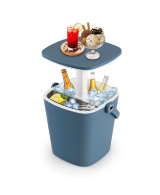 3-in-1 Portable Cooler Bar Table with Bottle Opener and Lift Top Lid for Camping Poolside