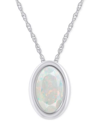 Pink Topaz Oval Solitaire 18" Pendant Necklace in 10k Gold (Also in Additional Gemstones)