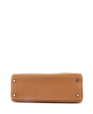 Pre-Owned Hermes Kelly 32 Handbag Brown Togo with Palladium Hardware