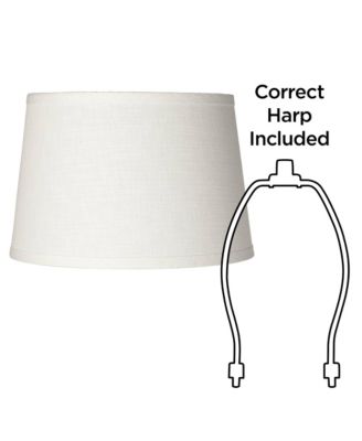 White Linen Small Drum Lamp Shade 10" Top x 12" Bottom x 8" High (Spider) Replacement with Harp and Finial