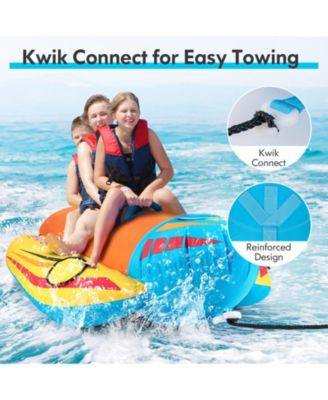 3-Person Inflatable Banana Boat with 3 EVA-padded Seats and Handles