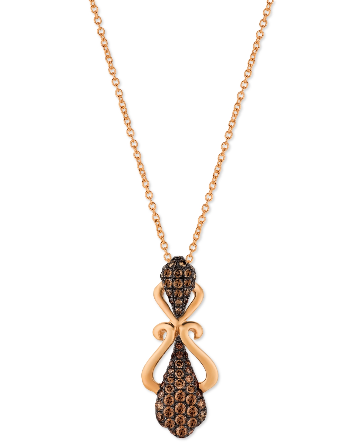 Chocolatier Chocolate Diamond 18" Pendant Necklace (1/2 ct. t.w.) in 14k Rose Gold - Rose Gold