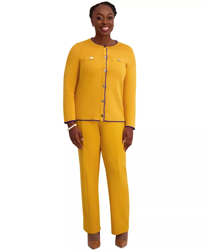 Round-Neck Long-Sleeve Button Front Cardigan, Regular & Plus
