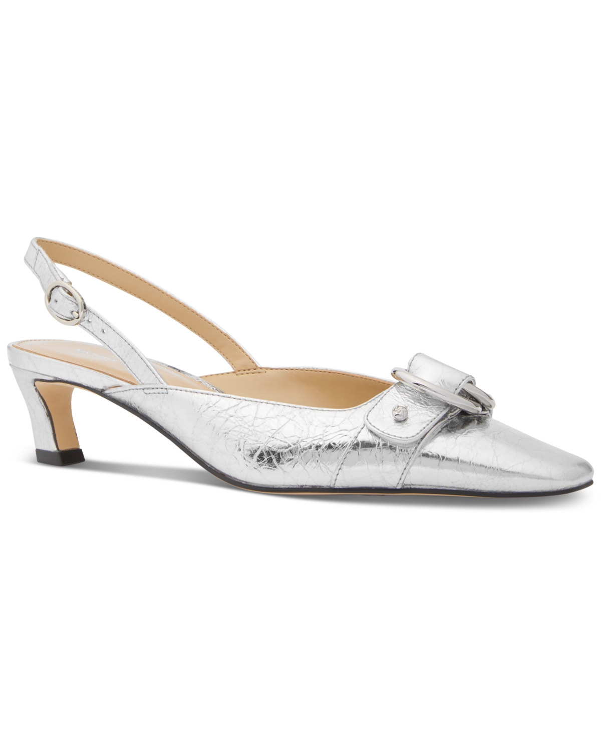 Michael Kors Michael  Jaden Kitten Sling Pumps In Silver