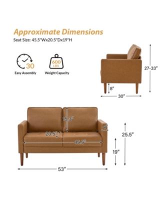 Drake Mid-century Modern Faux Leather Sofa with Movable Backrest Cushions