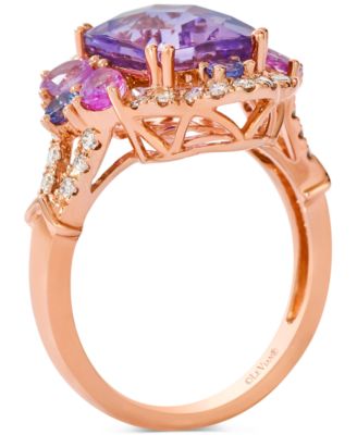 Multi-Gemstone (4-3/8 ct. t.w.) & Nude Diamond (3/8 ct. t.w.) Statement Ring in 14k Rose Gold