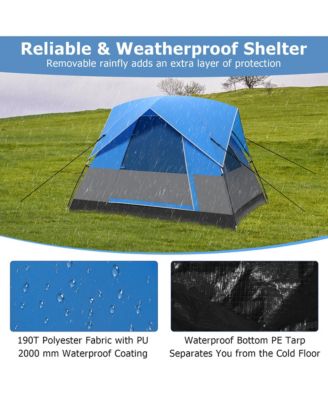 Camping Tent for 2-3 People Waterproof & Windproof Family Dome Tent w/ Rainfly