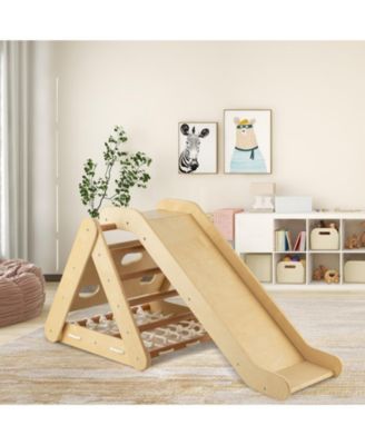 4 in 1 Triangle Climber Toy with Sliding Board and Climbing Net