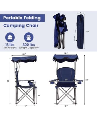 Portable Folding Beach Canopy Chair with Cup Holders
