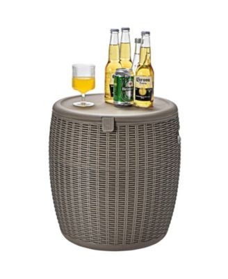9.5 Gallon 4-in-1 Patio Rattan Cool Bar Cocktail Table Side Table
