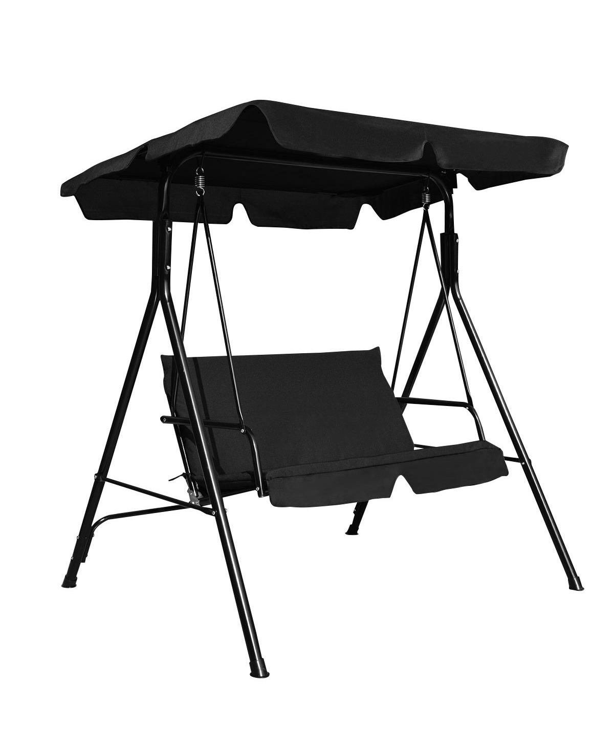 2 Person Weather Resistant Canopy Swing for Porch Garden Backyard Lawn - Black
