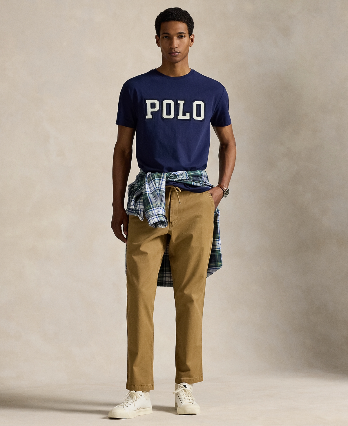Polo Ralph Lauren Blue Crewneck T-shirt With Logo Lettering On The Fornt And Pony Embroidery On The Front