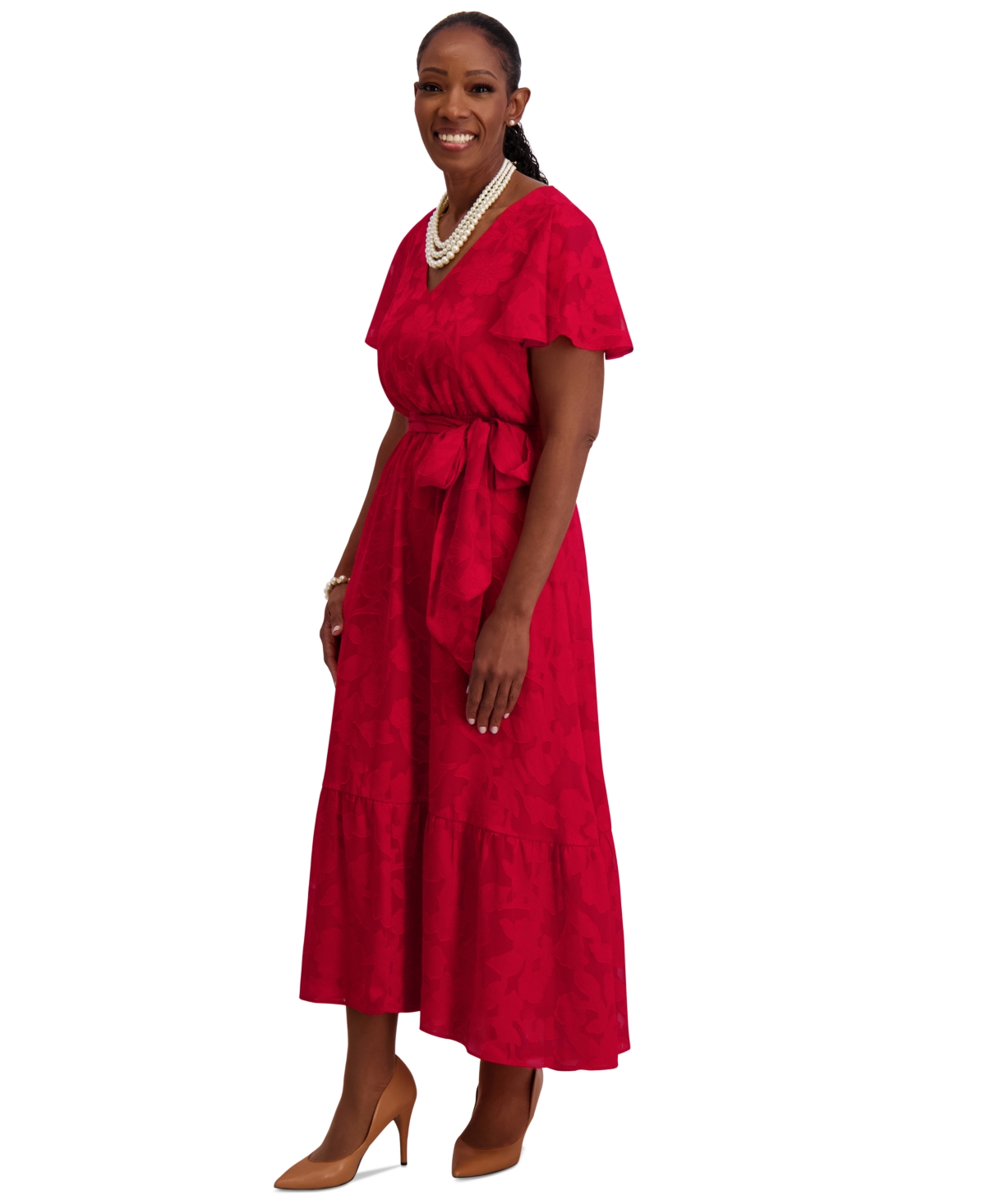 Kasper Flutter-sleeve Smock-waist Dress, Regular & Plus