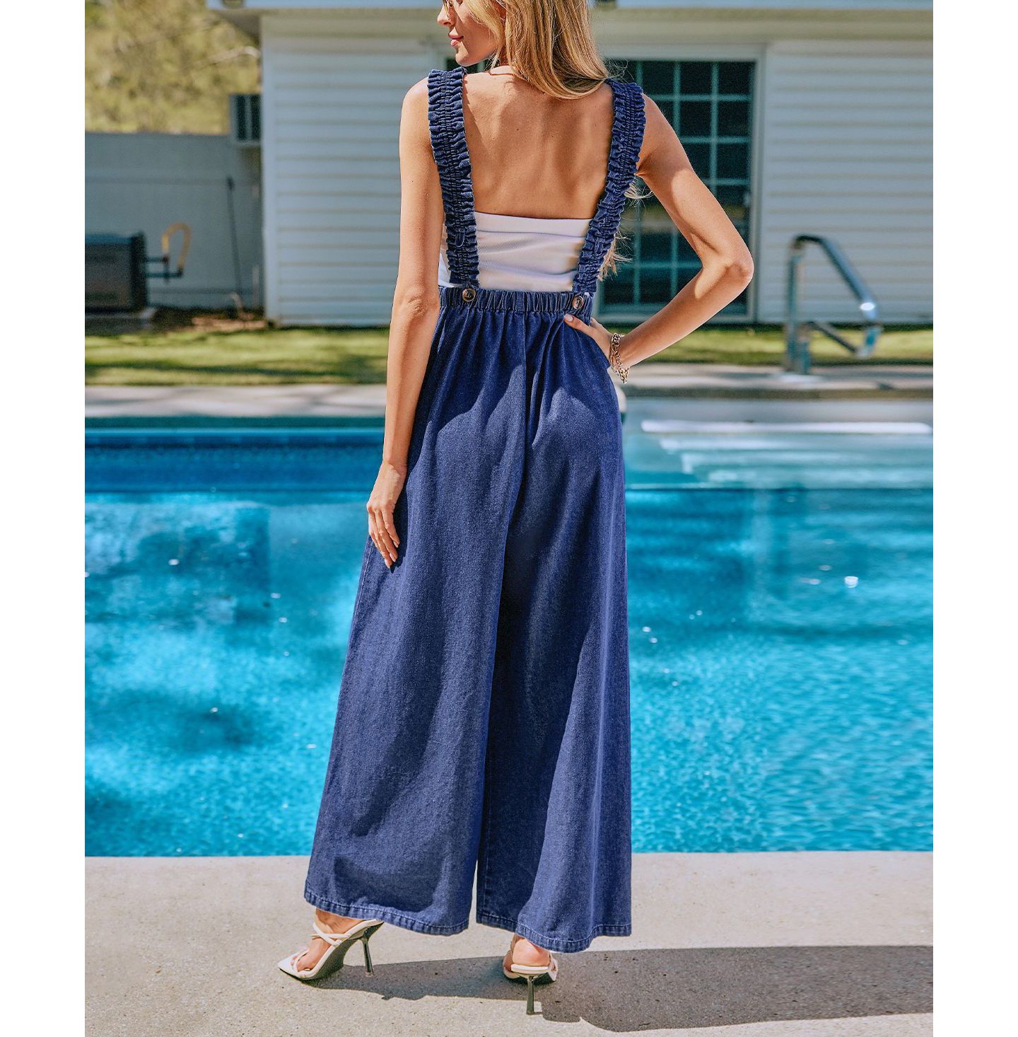 Женский комбинезон Cupshe Sweet Dreams Blue Jumpsuit, цвет: Средний синий — фото 3