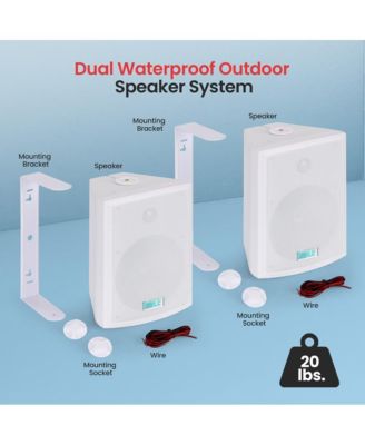 PDWR63 6.5" Indoor/Outdoor Waterproof Wall Mount Speakers - 350W, White, Pair