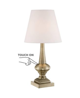 Traditional Desk Table Lamp 19" High Antique Brass Metal White Empire Shade Touch On Off for Bedroom Bedside Office