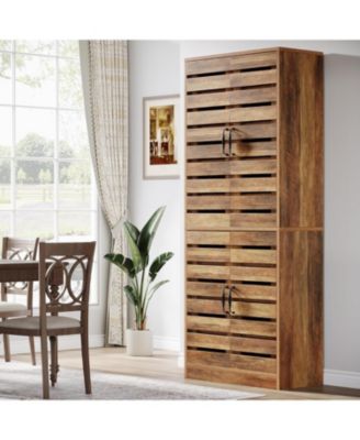 Farmhouse Storage Cabinet, 9-Tier with Adjustable Shelves and 2 Shutter Doors, for Kitchen, Dining Room
