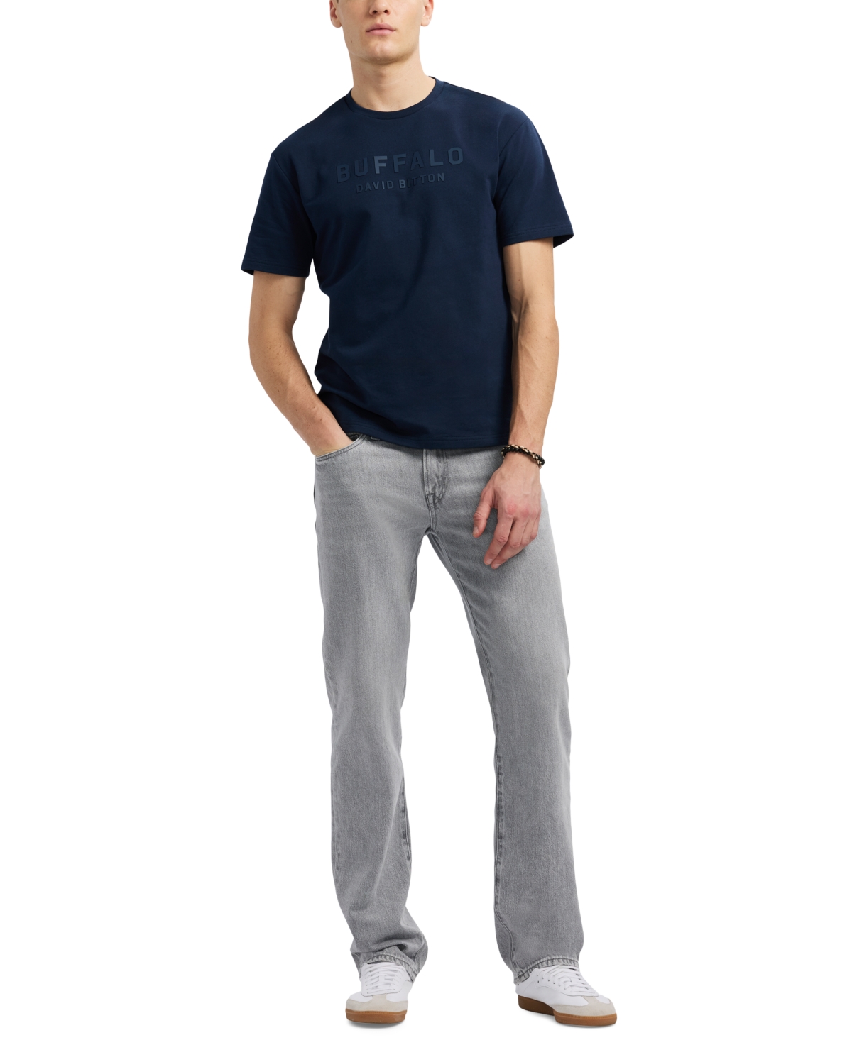 Buffalo David Bitton Men's Tomba Short Sleeve Crewneck Raised Logo Graphic T-shirt In Blue