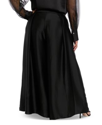 Plus Size Satin Wide-Leg Pants