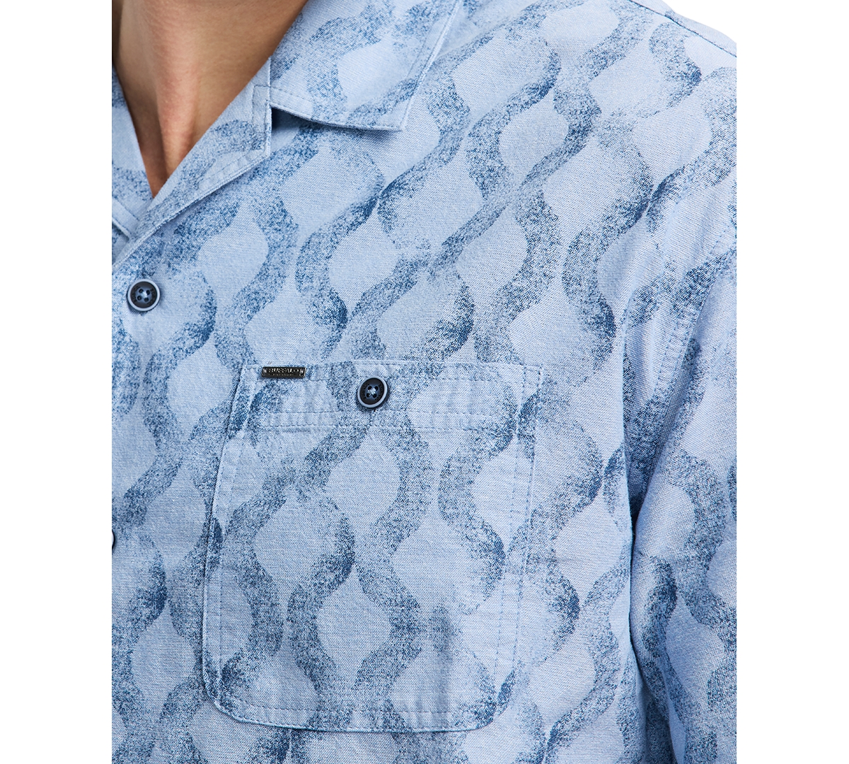 Buffalo David Bitton Men's Sonix Relaxed Fit Short Sleeve Wave Print Button-front Camp Shirt