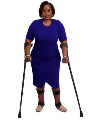 Women's Short-Sleeve Side Pleated Dress, Regular & Plus Sizes 