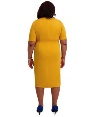 Women's Short-Sleeve Side Pleated Dress, Regular & Plus Sizes 