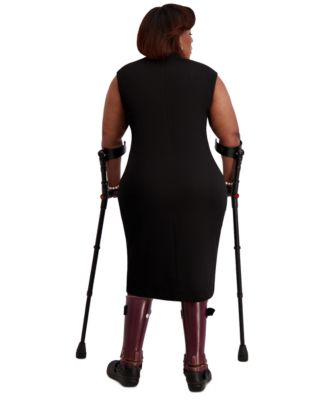 Women's Asymmetrical-Neck Midi Dress, Regular & Plus Sizes