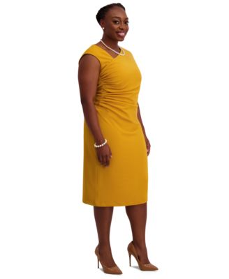 Women's Asymmetrical-Neck Midi Dress, Regular & Plus Sizes