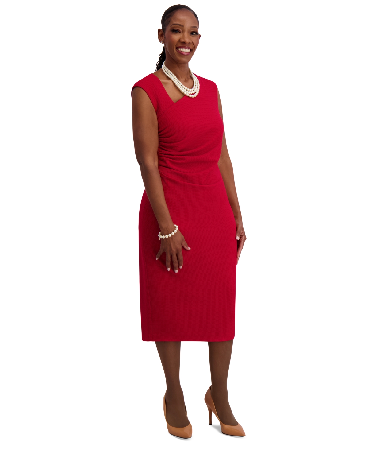 Kasper Women's Asymmetrical-neck Midi Dress, Regular & Plus Sizes
