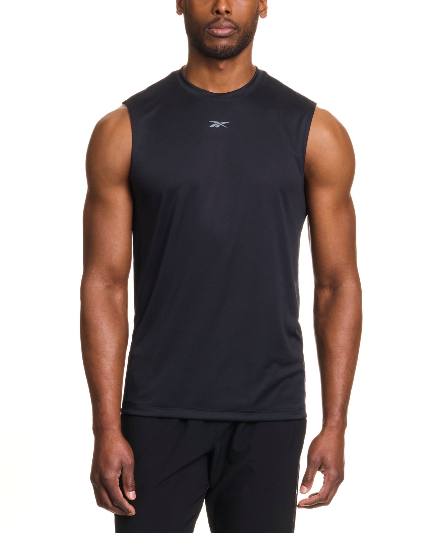 Мужской топ Reebok Sleeveless Logo Tech, цвет: Чёрный — фото 1