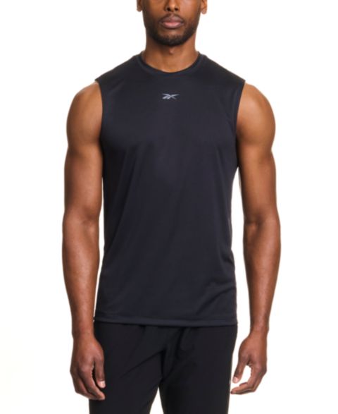Мужской топ Reebok Sleeveless Logo Tech, цвет: Чёрный