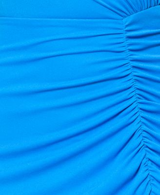 Women's Mock Neck Cap Sleeve Ruched Gown