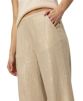 Women's Coastal Sequined-Stripe Wide-Leg Pants
