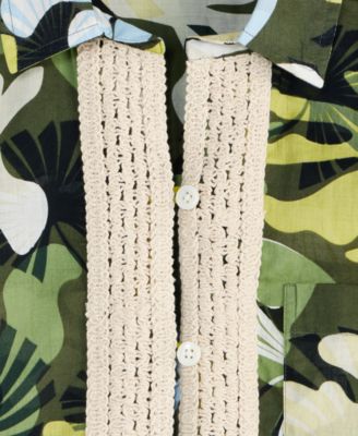 Women's Leaf-Print Crochet-Trim Shirt, Exclusively at Macy's