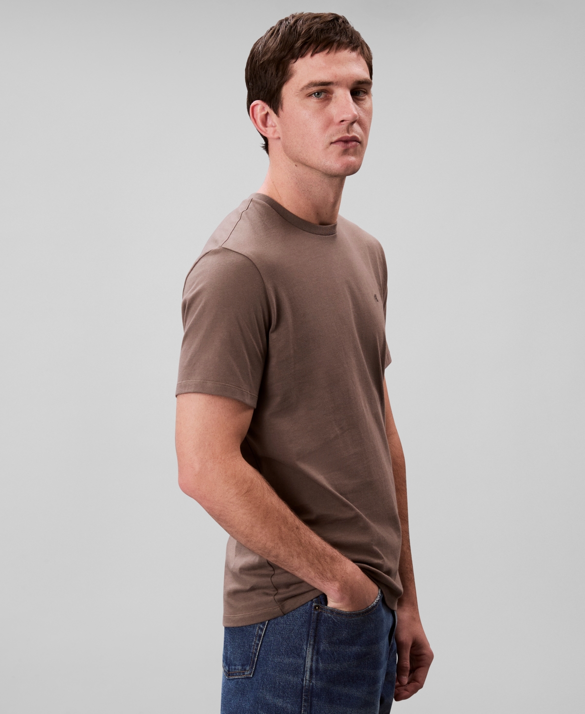 Shop Calvin Klein Men's Smooth Cotton Solid Crewneck T-shirt