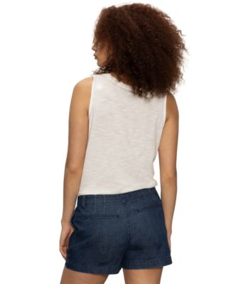 Women's Button-Up Tie-Front Sleeveless Top