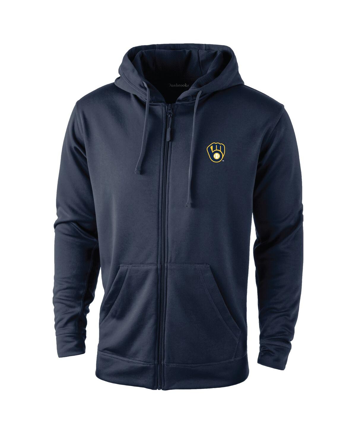 DUNBROOKE MEN'S NAVY MILWAUKEE BREWERS TROPHY FULL-ZIP HOODIE 