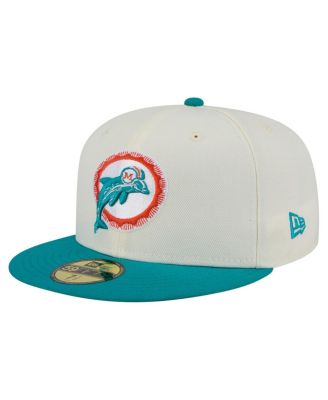New Era - Men's White/Aqua Miami Dolphins Throwback Main 59FIFTY Fitted Hat