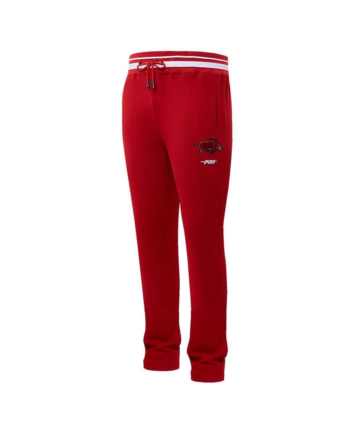 PRO STANDARD MEN'S CARDINAL ARKANSAS RAZORBACKS SCRIPT TAIL FLEECE SWEATPANTS 