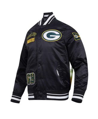 Men's Black Green Bay Packers Sublimated Satin Full-Snap Jacket