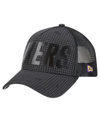 Men's Black Los Angeles Lakers Midnight Ink Tonal A-Frame Trucker 9FORTY Adjustable Hat