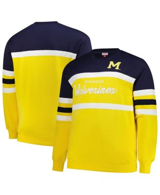 Men's Maize Michigan Wolverines Big Tall Vintage Logo Head Coach Fleece Pullover Sweatshirt