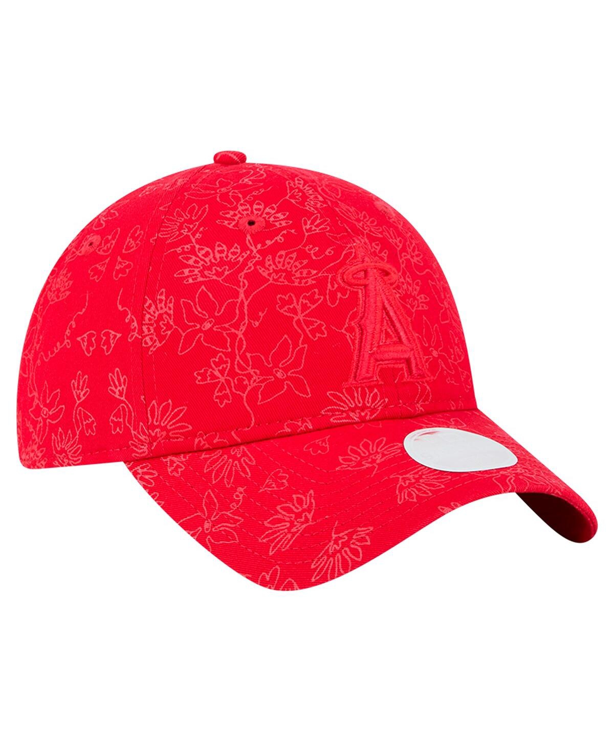 New Era Women's Red Los Angeles Angels Tonal Floral 9twenty Adjustable Hat