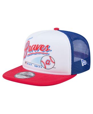 New Era - Men's White/Red Atlanta Braves Retro Script Trucker 9FIFTY Snapback Hat