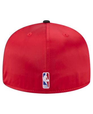 Men's Red/Black Chicago Bulls Throwback Satin Vintage Pin Two-Tone 59FIFTY Fitted Hat