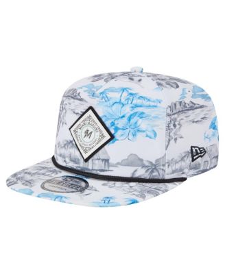 New Era - Men's White Miami Marlins Printed Island Golfer Snapback Hat