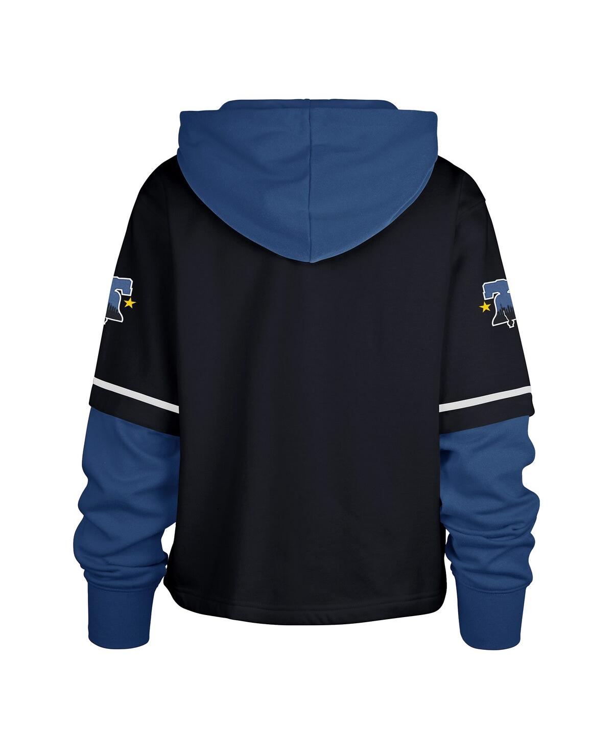 47 BRAND WOMEN'S NAVY PHILADELPHIA PHILLIES CITY CONNECT SHORTSTOP CROPPED PULLOVER HOODIE 